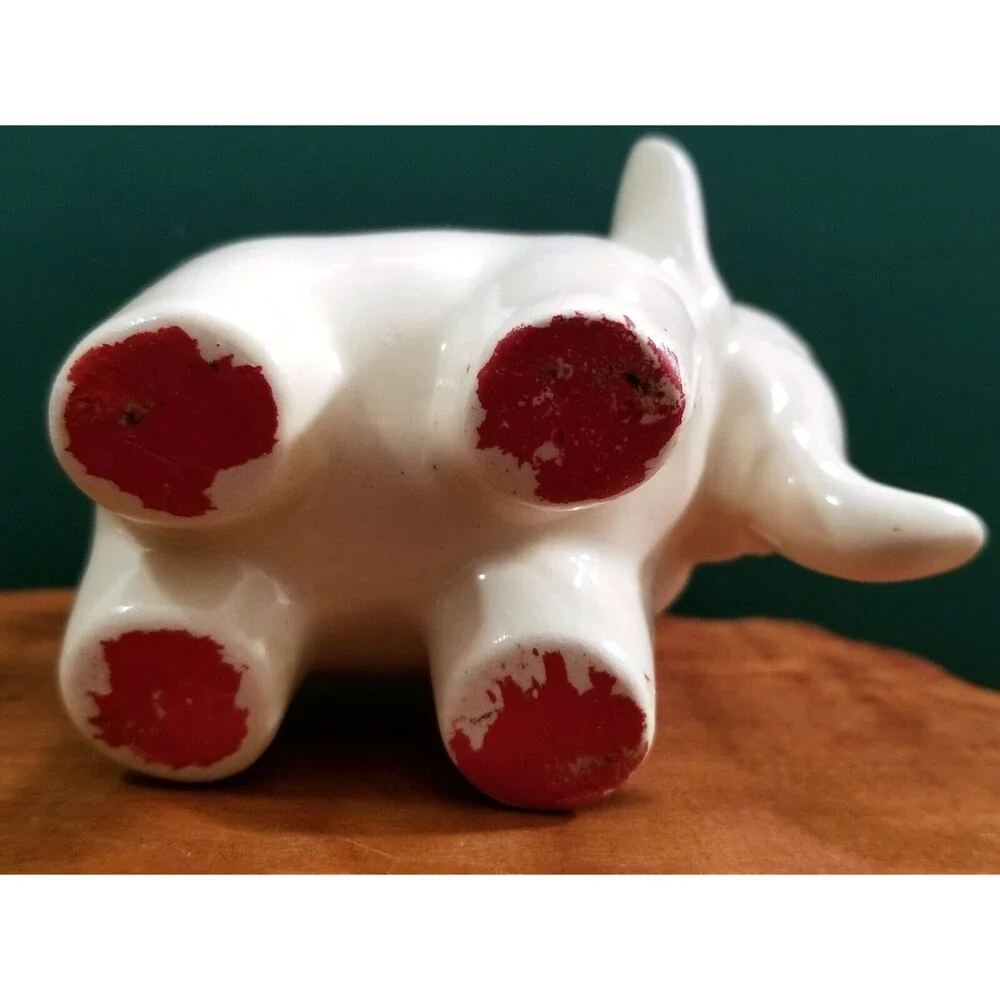 Vintage Lucky White Elephant Ceramic Planter  3.75
